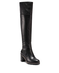 Vince Camuto Dasemma Black Leather Wide Calf Over The Knee Block Heel Boot