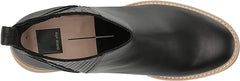 Dolce Vita Harte H2O Black Leather Pull On Chunky Lugged Block Heel Ankle Boots