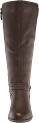 Dr. Scholl's Liberate Chestnut Brown Almond Toe Stacked Heel Knee High Boots
