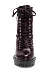Vince Camuto Ermania Warm Dark Red Block Heel High Heel Lace Up Platform Boots