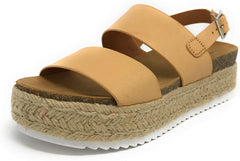 Soda Kazoo Nude Pu Casual Espadrilles Rubber Sole Open Toe Platform Sandals