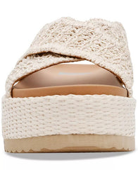 Dolce Vita Sivan Ivory Raffia Fashion Slip On Casual Open Toe Platform Sandals 7.5