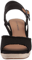 Lucky Brand Mindra Black Open Toe Platform Summer Espadrille Wedge Sandals (8, Black)