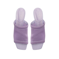 Schutz Sinara Smoky Grape Wide Strap Slip On Open Toe Stiletto Mid Heel Sandals