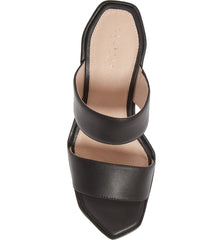 Cecelia New York BAILY Platform Slide Sandal Black Leather Open Toe Wedge Mules
