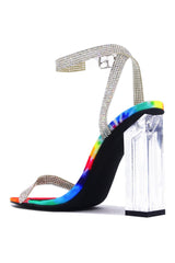 Cape Robbin Multi Rhinestone Ankle Strap High Heel Fashion Pumps Sandals