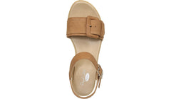 Dr. Scholl's Felicity Honey Ankle Strap Block Heel Open Toe Leather Clog Sandals