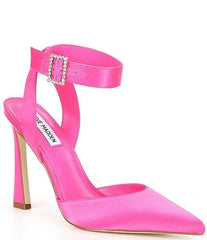 Steve Madden Sarantos Pink Satin Ankle Strap Pointy Toe Stiletto Heeled Sandal