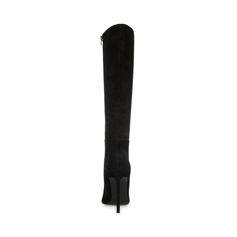 Steve Madden Izetta Black Suede Pull On Pointed Close Toe Knee High Dress Boot