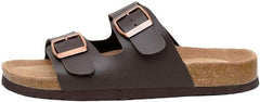 Cushionaire ladies slip on sandals adjustable buckles