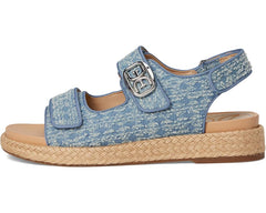 Sam Edelman Arlo Montrose Blue Open Toe Velcro Straps Raffia Sport Sandals