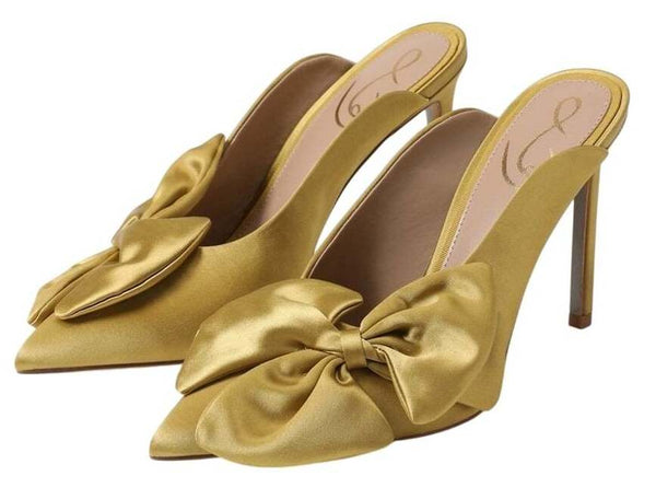 Sam Edelman Azalea Dark Pear Slip On Pointed Toe Bow Detailed Stiletto Pumps.