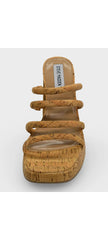Steve Madden Observe Natural Fashion Slip On Platform High Block Heeled Sandals