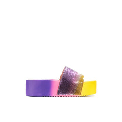 Cape Robbin AMBUR Ombre Slip On Platform Wedge Rhinestone Mule Slide Sandals