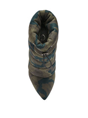 Jessica Simpson Padina Camo Green Quilted Puffer Pointed Toe Ankle Bootie Boots