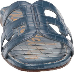 Sam Edelman Bay Deep Caspian Blue Print Slide Mule Open-Toe Slip-On Sandals