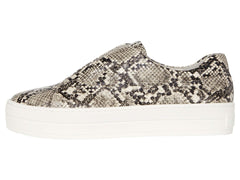 JSlides Women's HEIDI Slip-On Round toe Platform Sneaker BEIGE/BLK EMB