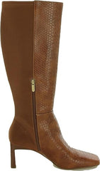 Circus by Sam Edelman Tati Mocha Snake Print Square Toe Zipper Heel Tall Boots