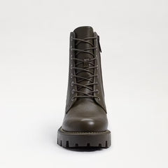 Sam Edelman Garret Alpine Green Lace Up Moto Platform Combat Leather Ankle Boots