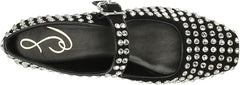Sam Edelman Michaela Black Suede Gem Mary Jane Ankle Strap Square Toe Flats
