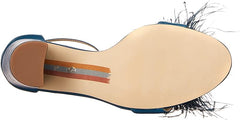 Sam Edelman Yaro Wild Indigo Feather Ankle Strap Open Toe Block Heeled Sandals