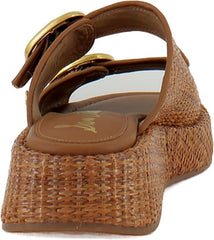 Sam Edelman Nerissa Cuoio Open Toe Double Strap Buckle Wedge Platform Sandals