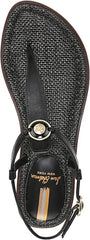 Sam Edelman Gigi Black Signet Embossed Open Toe Ankle Strap Flats Wide Sandals