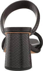 Dolce Vita Pascoe Black Embossed Stella Slip On Squared Open Toe Heeled Sandals
