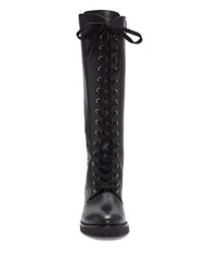 Vince Camuto Vicintia Black Lace Up Quilted Knee High Moto Combat Riding Boot