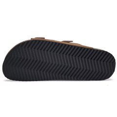 Torotto Mens Slides with Cork Footbed Open Toe Adjustable Webbing Flat Sandals 46