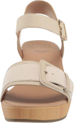 Dr. Scholl's Felicity Seashell Beige Ankle Strap Block Heeled Open Toe Sandals