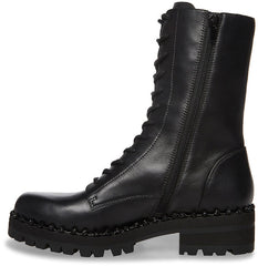 Steve Madden Conrad Leather Lace Up Milatary Moto Pearl Classic Combat Boot