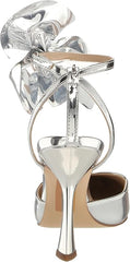 Sam Edelman Halie Soft Silver Pointed Toe Stiletto Heeled Bow Detailed Pumps