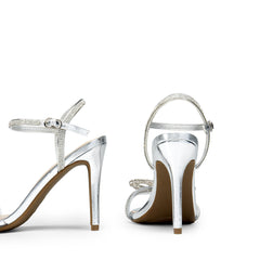 DREAM PAIRS Round Toe Rhinestone Sparkly Stilettos Heeled Sandals