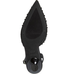 Jeffrey Campbell Shiner Black Satin Black Slingback Rhinestone Pointed Toe Pumps