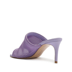 Schutz Sinara Smoky Grape Wide Strap Slip On Open Toe Stiletto Mid Heel Sandals