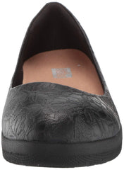 FitFlop Varya Black Flower Fashion Slip On  Embossed Ballerinas Ballet Flat 7.5