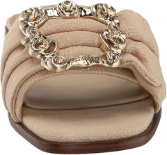 Sam Edelman Ivana Summer Sand Open Toe Embellished Slip On Flat Slides Sandals