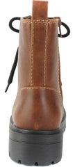 Soda Firm Whiskey Lace Up Rounded Toe Chunky Platform Classic Combat Ankle Boots