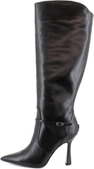 Sam Edelman Elia Black Leather Wide Calf Pointed Toe Stiletto Heeled Tall Boots
