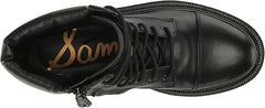 Sam Edelman Aleia Black Leather Rounded Toe Lug Sole Lace Up Combat Ankle Boots