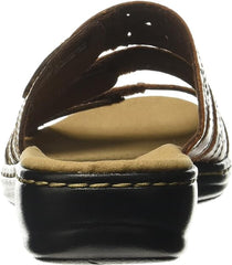 Clarks Leisa Cacti Brown Multi Casual Slip On Open Toe Flat Womens Slide Sandals