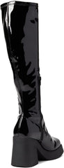 Steve Madden Klarisa Black Patent Squared Toe Block Heel Knee High Fashion Boots
