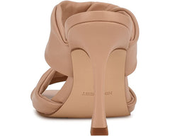 Nine West Sashah3 Light Natural Fashion Slip On Open Toe Flared Heeled Sandals