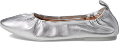 Cole Haan York Soft Silver Metallic Leather Rounded Toe Slip On Ballet Flats