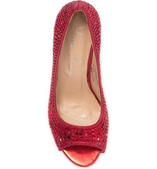 Lauren Lorraine Candie 12 Rhinestone Peep Toe Platform Wedding Prom Dress Pumps