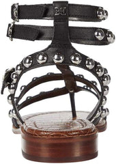 Sam Edelman Eavan Black Ankle Strap Studded Open Toe Gladiator Flats Sandals