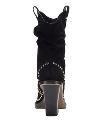 Jessica Simpson Cowboy Larna Black Studded Pull On Pointed Toe Western Boots