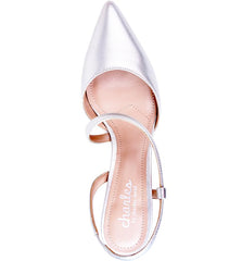 CHARLES BY Charles David Women's Alda Pump Silver Mettalic Pointed Pumps