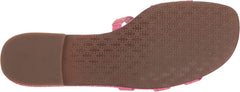 Sam Edelman Bay Carmine Rose Rounded Toe Slip On Leather Strap Flat Slide Sandal
